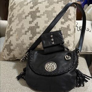 Brighton Black Crossbody Bag with Silver Accents